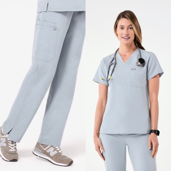 Women's Figs Limited Edition Scrub Set In Dusty Blue Size XS - Picture 2 of 7